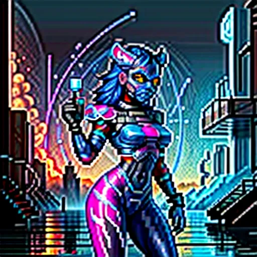 マスク女性LoRA + ピクセルアートLoRA